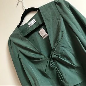 Kimchi Blue Tie Front Balloon Sleeve Top